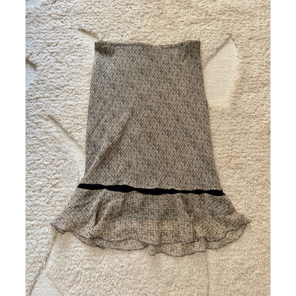 Studio M 100% Silk Geometric Diamond Print Skirt Size Medium